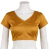 Readymade Satin Silk V-Neck Saree Blouse with Back Zipper | Padded Crop Top - Image 4