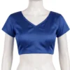Readymade Satin Silk V-Neck Saree Blouse with Back Zipper | Padded Crop Top - Image 5