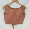 Rust Brown Raw Silk Back-Tie Blouse | Sleeveless Designer Crop Top for Saree - Image 2
