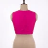 Sleeveless Plain Raw Silk Blouse with Front Hook Open & High Back Neck