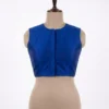 Sleeveless Plain Raw Silk Blouse with Front Hook Open & High Back Neck - Image 3