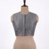 Sleeveless Plain Raw Silk Blouse with Front Hook Open & High Back Neck - Image 7