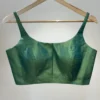 Sleeveless Raw Silk Blouse in Emerald Green – Ready-to-Wear Elegant Scoop Neck Designer Blouse