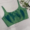 Sleeveless Raw Silk Blouse in Emerald Green – Ready-to-Wear Elegant Scoop Neck Designer Blouse - Image 2