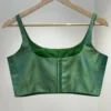 Sleeveless Raw Silk Blouse in Emerald Green – Ready-to-Wear Elegant Scoop Neck Designer Blouse - Image 3