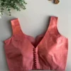Sleeveless Raw Silk Saree Blouse – Deep V-Neck Designer Blouse for Weddings - Image 3