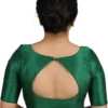 Solid Green Silk Readymade Saree Blouse – V-Neck Front, Elegant Keyhole Back, Stitched Ethnic Crop Top for Women - Image 2