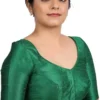 Solid Green Silk Readymade Saree Blouse – V-Neck Front, Elegant Keyhole Back, Stitched Ethnic Crop Top for Women - Image 3