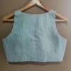 Structured Pastel Blue Blouse for Saree | Ready-to-Wear Ethnic Crop Top - Image 2