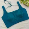 Stylish Teal Blue Readymade Saree Blouse – Versatile Sleeveless Design