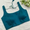 Stylish Teal Blue Readymade Saree Blouse – Versatile Sleeveless Design - Image 2