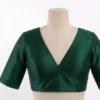 Teal Blue Raw Silk Readymade Blouse with Oval Back Neck & Dori | Designer Plain Saree Blouse - Image 3
