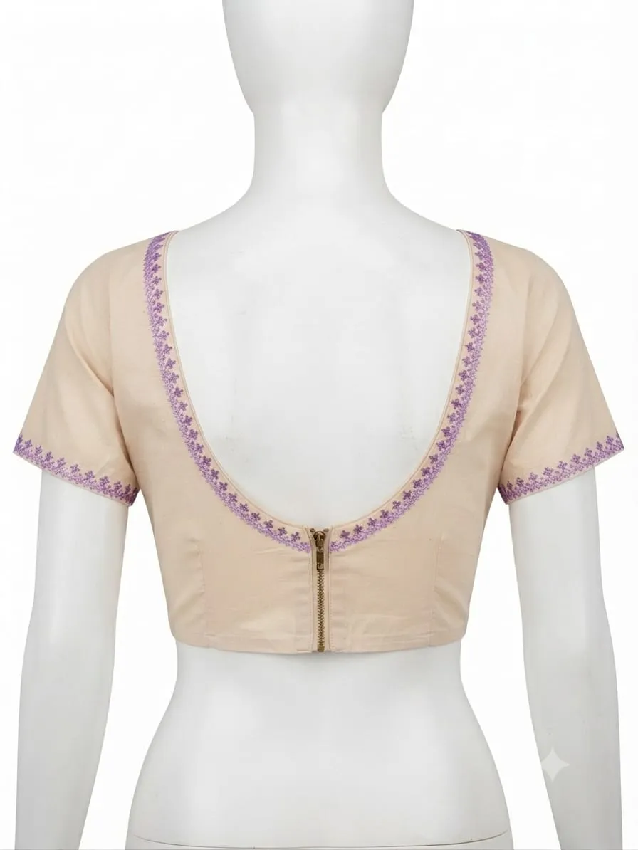 Traditional Kutch Embroidery Blouse | Handcrafted Cotton Saree Blouse with Intricate Floral Design