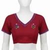 Traditional Kutch Embroidery Blouse | Handcrafted Cotton Saree Blouse with Intricate Floral Design - Image 3