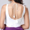White Sleeveless Designer Blouse with Back Tie - Custom Fit & Premium Feel - Image 2