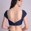 Women's Navy Blue Silk Saree Blouse – Sweetheart Neck, Cap Sleeves, Designer Ethnic Wear