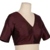 Burgundy Raw Silk Deep V-Neck Blouse | Keyhole Back Saree Blouse