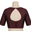 Burgundy Raw Silk Deep V-Neck Blouse | Keyhole Back Saree Blouse - Image 2