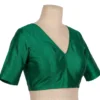 Burgundy Raw Silk Deep V-Neck Blouse | Keyhole Back Saree Blouse - Image 4