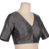 Burgundy Raw Silk Deep V-Neck Blouse | Keyhole Back Saree Blouse - Image 6