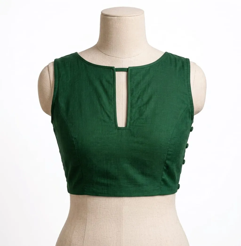 Buy Designer Sleeveless Plain Cotton Saree Blouses Online