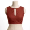 Buy Designer Sleeveless Plain Cotton Saree Blouses Online - Image 4