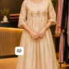 Chanderi  Silk Pleated Anarkali Kurti | Handcrafted Yoke Zardosi & Mirror Embroidered Flared Long Kurta - Image 4
