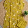 Cotton Floral Print Kurti Set with Pockets | Collar Neck A-Line Kurta with Pant - Image 10