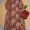 Cotton Floral Print Kurti Set with Pockets | Collar Neck A-Line Kurta with Pant - Image 3