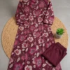 Cotton Floral Print Kurti Set with Pockets | Collar Neck A-Line Kurta with Pant - Image 8