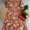 Cotton Floral Print Kurti Set with Pockets | Collar Neck A-Line Kurta with Pant - Image 9