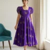 Designer Rangoli Silk Butterfly Sequin Work Gown | Ready to Wear Party Midi Dress (M-XXL) - Image 2