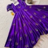Designer Rangoli Silk Butterfly Sequin Work Gown | Ready to Wear Party Midi Dress (M-XXL) - Image 4