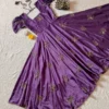 Designer Rangoli Silk Butterfly Sequin Work Gown | Ready to Wear Party Midi Dress (M-XXL) - Image 9