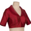 Designer Raw Silk Shawl Collar Blouse | Custom Elbow Sleeve Saree Blouse - Image 3