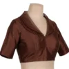 Designer Raw Silk Shawl Collar Blouse | Custom Elbow Sleeve Saree Blouse - Image 4
