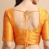 Front Open Readymade Silk Blouse – Elbow Sleeve Deep Scoop Back Neck with Dori for Saree & Lehenga - Image 5