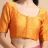 Front Open Readymade Silk Blouse – Elbow Sleeve Deep Scoop Back Neck with Dori for Saree & Lehenga - Image 8