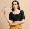 Front Open Readymade Silk Blouse – Elbow Sleeve Deep Scoop Back Neck with Dori for Saree & Lehenga - Image 9