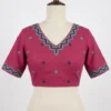 Geometric Chevron Embroidered Saree Blouse – Padded V-Neck Back-Open Ethnic Top
