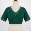 Geometric Chevron Embroidered Saree Blouse – Padded V-Neck Back-Open Ethnic Top - Image 2