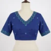 Geometric Chevron Embroidered Saree Blouse – Padded V-Neck Back-Open Ethnic Top - Image 3