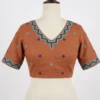 Geometric Chevron Embroidered Saree Blouse – Padded V-Neck Back-Open Ethnic Top - Image 4