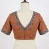 Geometric Chevron Embroidered Saree Blouse – Padded V-Neck Back-Open Ethnic Top - Image 5