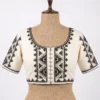Hand Embroidered Cotton Saree Blouse | Front Hook Designer Blouse Online - Image 2