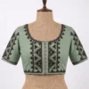 Hand Embroidered Cotton Saree Blouse | Front Hook Designer Blouse Online - Image 3