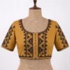 Handcrafted Geometric Embroidered Cotton Saree Blouse | Front Hook Designer Blouse - Image 2