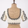 Handcrafted Geometric Embroidered Cotton Saree Blouse | Front Hook Designer Blouse - Image 6