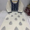 Indigo Hand Block Print Cotton Kurti Set | Ivory Palazzo Suit with Dupatta | Plus Size 3XL 4XL 5XL
