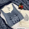 Indigo Hand Block Print Cotton Kurti Set | Ivory Palazzo Suit with Dupatta | Plus Size 3XL 4XL 5XL - Image 2